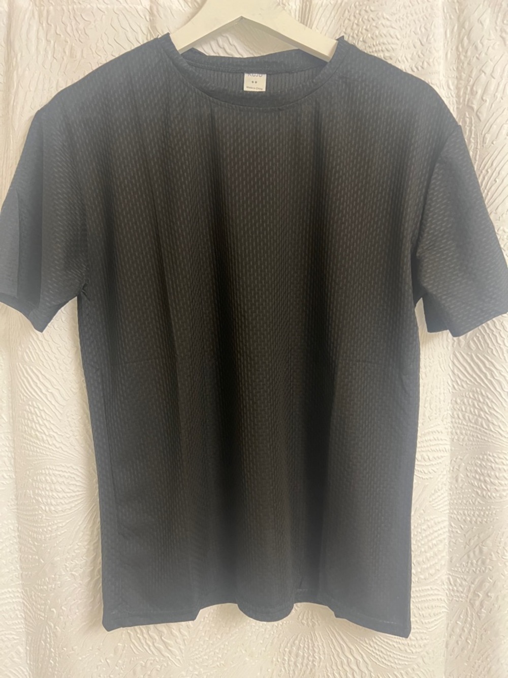 Men's Black Textured Crew Tee